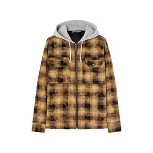 PALM ANGELS Plaid Zip-Up Hooded Shirt Jacket Men BROWN Shirts
